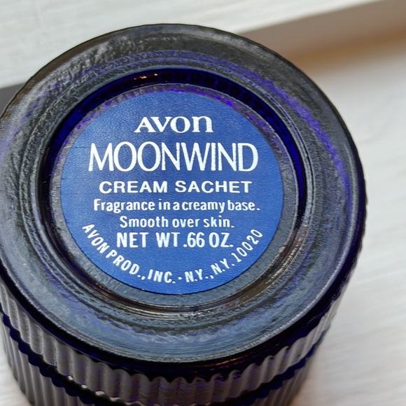 Avon Blue vintage cream sachet glass container Moonwind - Picture 3 of 13